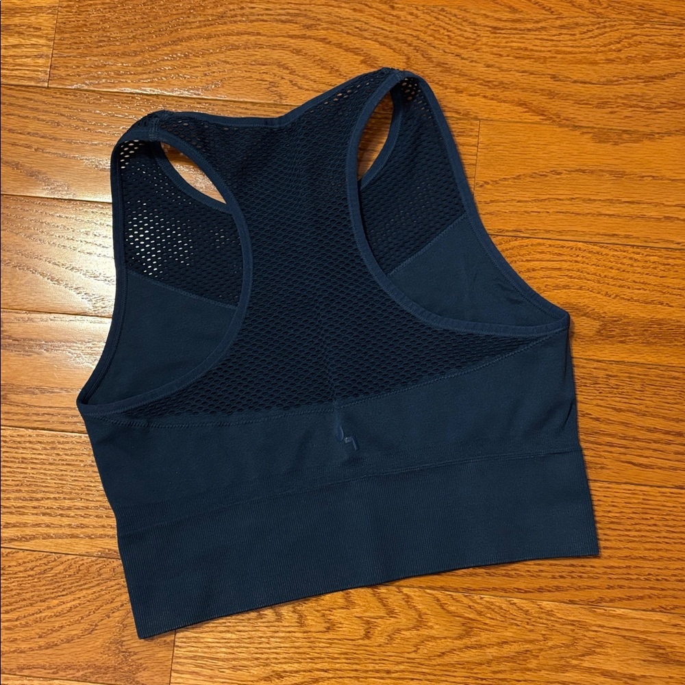 JoyLab High Neck Sports Bra Medium Teal Blue Green Stretch Longline Medium - Picture 6 of 10